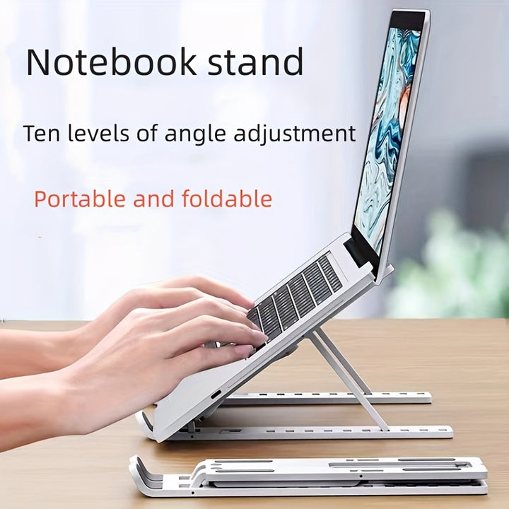 [Ten Levels Adjustable Laptop Stand] Laptop Stand Single Fork Folding Lift Cooling Base Desktop Tablet Portable Bracket Compatible With All Notebook ABS Material Ten Levels Adjustable