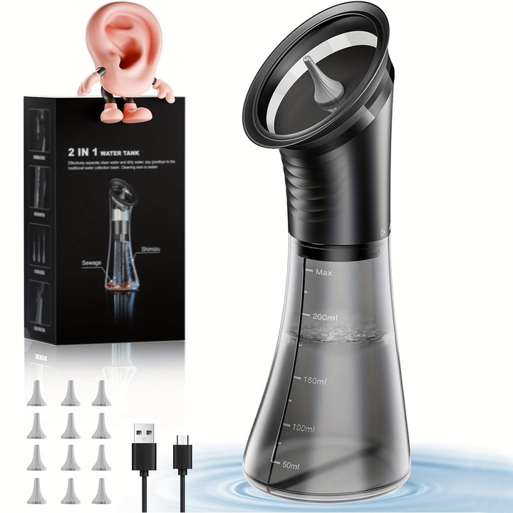 Electric Ear Wax Removal System Pro - -Grade Hydraulic Ear Cleaner Kit with 3-Speed Settings, USB- (Rechargeable), Water Temp Sensor & Visual Waste Tank | for home Ear Hygiene Care, Dry/Dirty Storage System