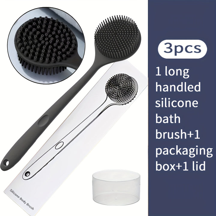 The Long -handed Silicone Bathing Brush In Line With Ergonomics -soft, Non -irritating Bristles, Deep Cleaning And Mild Massage, Sterile, Easy To Clean, Enhanced Soap Or Gel Produce Foam, Suitable For All Skin Types Of Durabi
