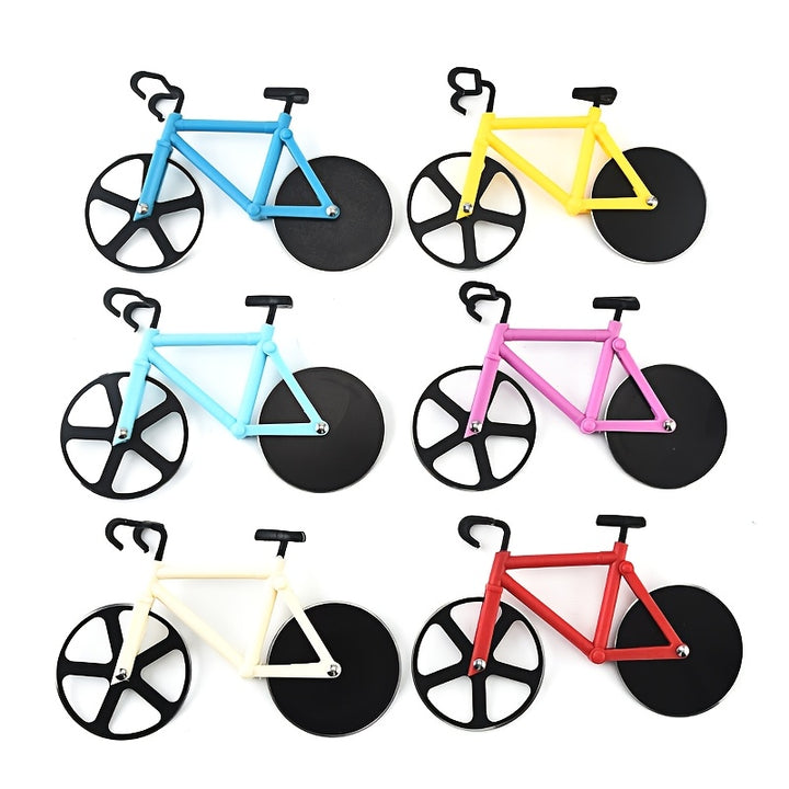 1pc Creative Bicycle-Shaped Pizza Cutter with Dual Stainless Steel Wheels - Easy-Clean, Stand-Up Design for Pizza, Bread & Dough Cutting - Ideal Gift for Pizza Lovers & Cyclists