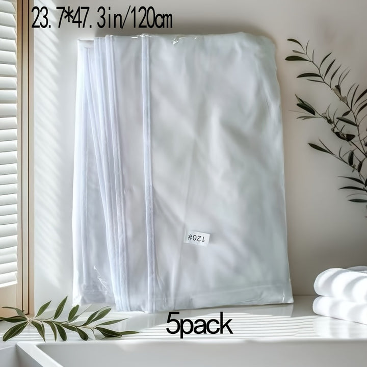 5pcs Zippered Garment Bags - Transparent PEVA Dustproof Clothing Covers with Hanging Hooks for Suits, Coats & Delicate Fabrics, Closet Organization & Travel Storage, Clothes Storage, Clear Visibility Material