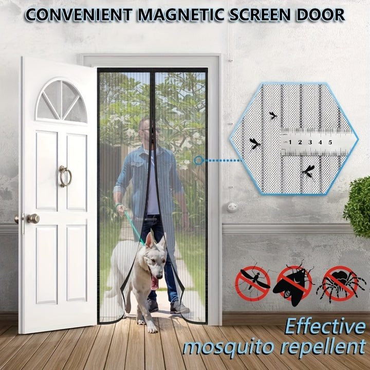 1pc Modern Magnetic Door Curtain, Summer Anti-Insect Fly Screen, Automatic Closing Invisible Mesh Net For Kitchen & Living Room, Indoor Use