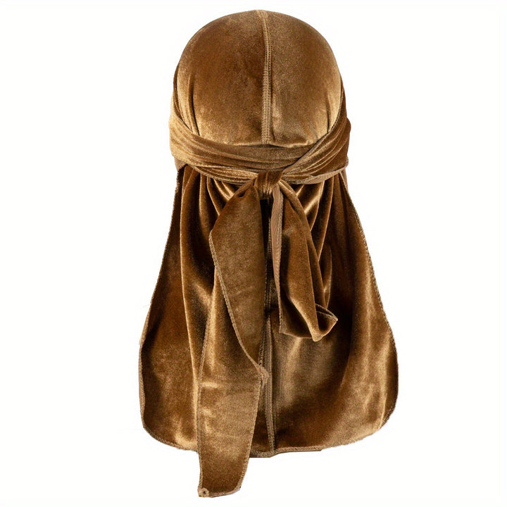 Durags en velours pour hommes - Longue queue, brillant, bonnet pour cheveux stylés