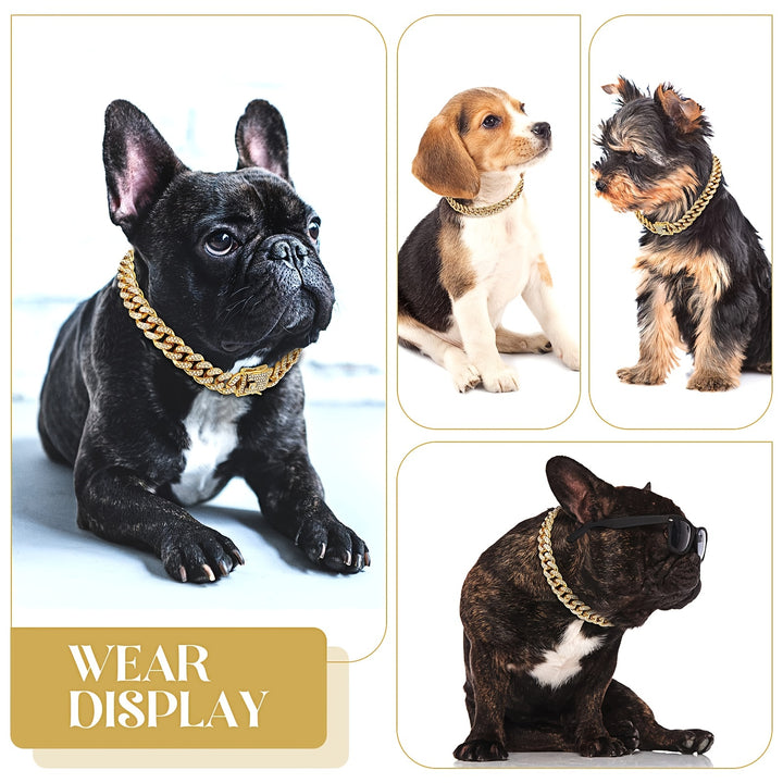 Sparkling Diamondoid Dog Collar: Secure Metal Chain & Buckle for Stylish Walks!