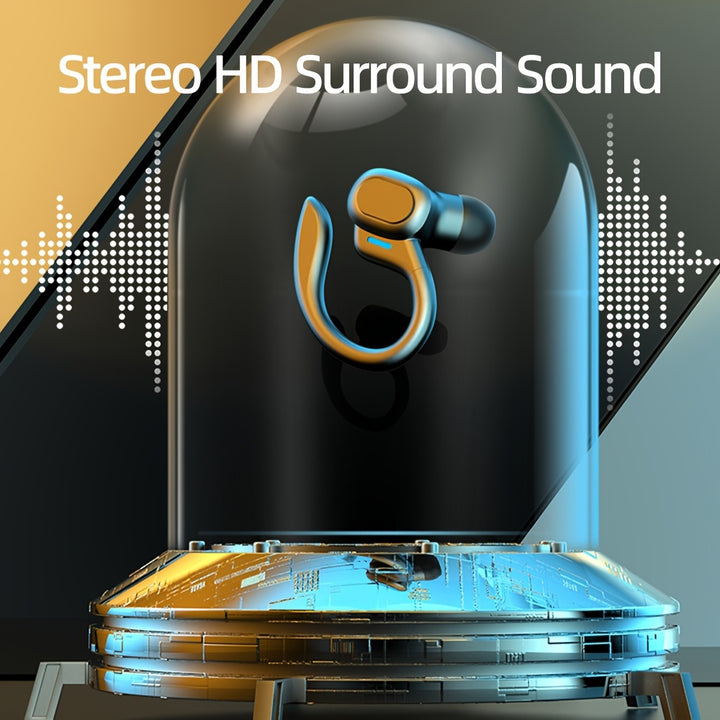 Dual-LED Display Wireless Running Earbuds with Earhooks, Noise Cancelling, Pure Bass Sound, and Built-in Microphone by LIFEBEE