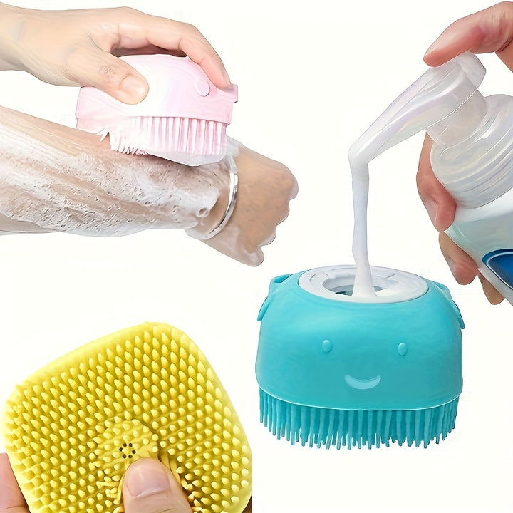 Ergonomic Silicone Shower Brush with Lid - Soft, Non-Slip Handle for Safe Grip - Perfect for Exfoliating & Massage