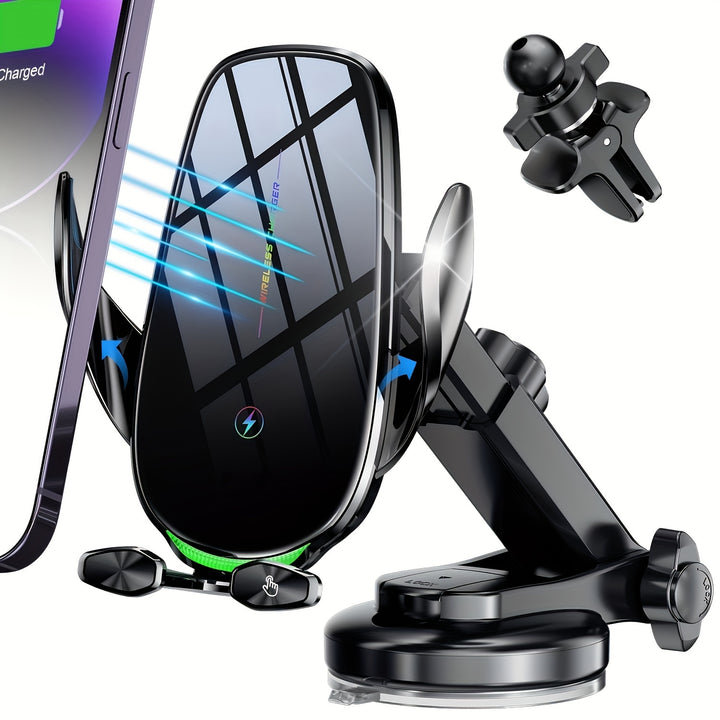 Wireless Car Charger Mount, YITUMU 15W Qi Fast Charging Automatic Clamping Car Phone Holder, Dashboard Air Vent Phone Holder, Compatible With IPhone 14 13 12 11 Pro Max Xs, Compatible With Samsung, S10+ S9+ Note 9, Etc...