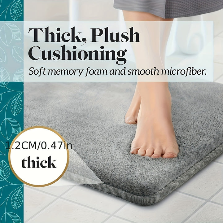 1pc SoftTouch Memory Foam Bath Mat, Non-Slip, Stain Resistant, Water Absorbent, Foot Massage, Rectangular Polyester Floor Rug with PVC Backing, 600gsm, 1.2cm Thick, for Bathroom, Kitchen, Laundry Room