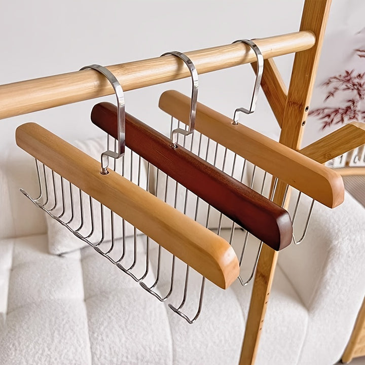 Heavy-Duty Space-Saving Hanger Hooks - Underwear, Hats, Bags Organizer - Sturdy Recycled Wood Hooks for Closet, Dorm, Retail Stores - Closet Organizer with Hanging Rack, Retail Display Accessories, Wave Pattern Design, Metal