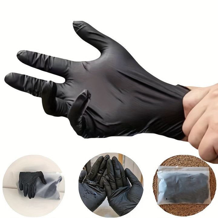 [Latex Free] Black Disposable Nitrile Gloves | 10/20/50pcs | Powder Free, Latex Free | Household Cleaning