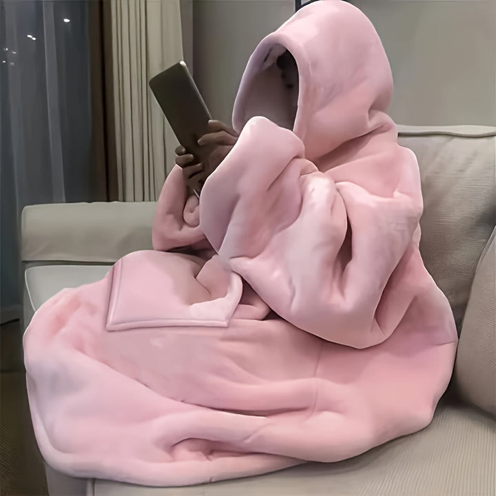 Soft Double-sided Wearable Hoodie Blanket Pajamas - Comfortable Over sized Hooded Blanket with Kangaroo Pockets, Machine Washable Christmas Gifts Valentine's Day, Suitable for Office, Festival, New Year's Gift