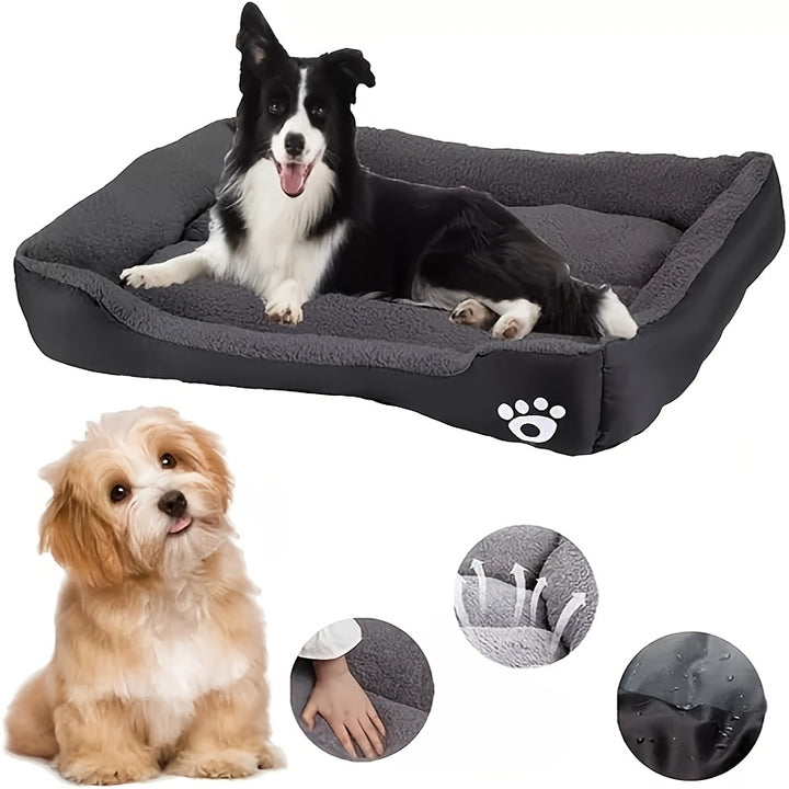 Large Square Waterproof Plush Pet Bed - 1pc Cozy Dog Cat Kennel - Washable Summer Mat for Medium to Large Dogs, Pet Supplies