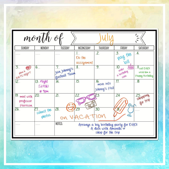 1pc Magnetic Fridge Calendar - Strong Magnetic Backing, Smooth Dry Erase Surface, Practical Calendar, Durable Whiteboard - Perfect for Kitchen Organization, Meal Planning, Family Planners, Reminders, and Notes on Refrigerator