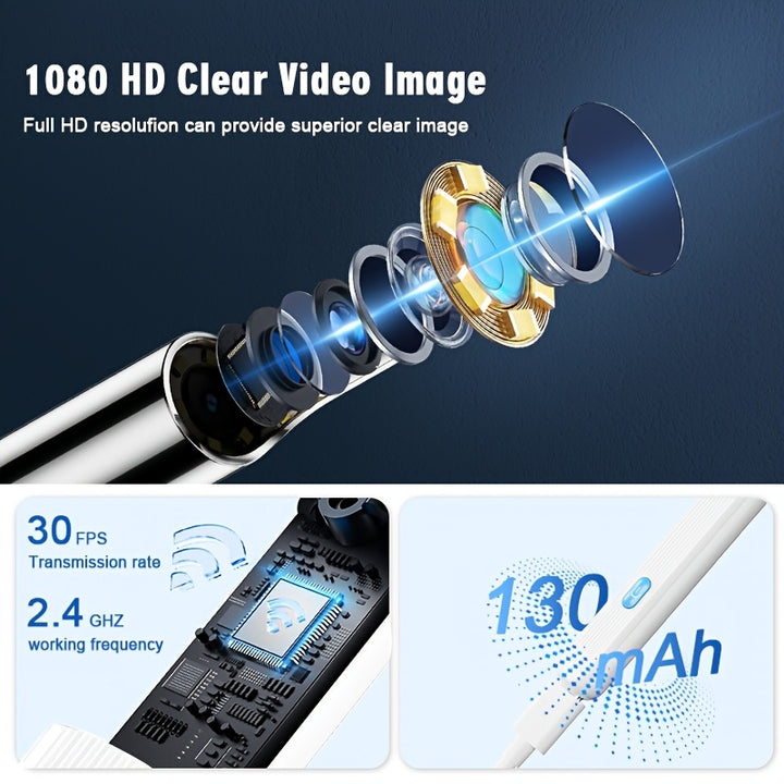 [Wi-Fi Ear Cleaner] INSKAM Wi-Fi Enabled 1080P Ear Wax Removal Tool with Camera, Ear Cleaning Kit, Rechargeable Lithium Battery, 6 Spoons, Ear Tweezers for Ear Care