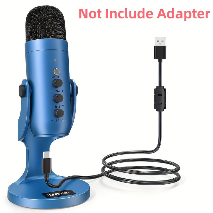 USB Microphone, Condenser Computer PC Mic, Plug&Play Gaming Microphones For PS 4&5.Headphone Output&Volume Control, Mic Gain Control, Mute Button For Vocal, For YouTube Podcast On Mac&WindowsBlack