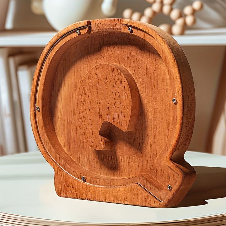 Wooden Lettered Piggy Bank, Personalized Lettered Bank, Wooden Bank 26 English Alphabet Bank, Home Decoration Children's Gifts Halloween、Christmas Gift、Thanksgiving Day easter gift