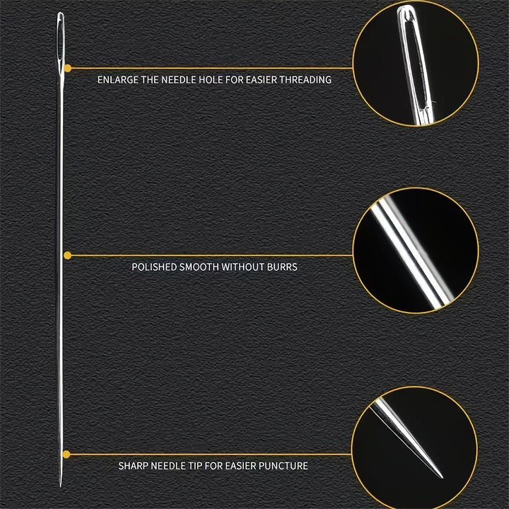 15pcs Large Eye Sewing Needles, Easy Thread Hand Embroidery Needle, 5 Sizes to Meet Different Needs, Suitable for Hand Sewing and Cross Stitch, Polished and Sharp