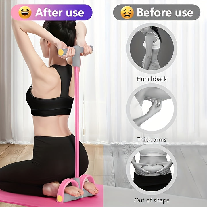 Pedal Resistance Band Exercise Pull Rope - Portable Home Gym Sit-up Puller & Tummy Trimmer with Non-slip Foot Pedals Full-body Training: Arms, Biceps, Triceps