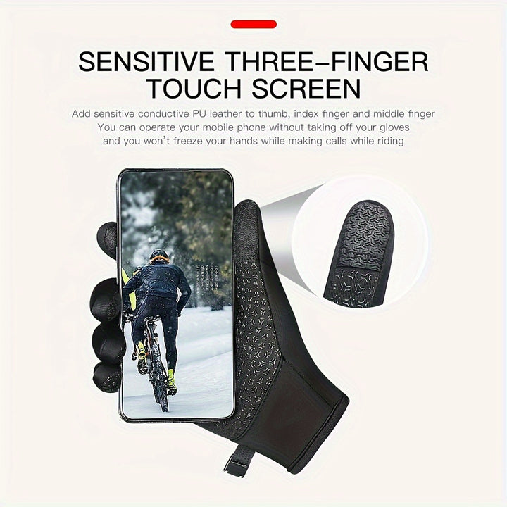 Warm Touchscreen-Friendly Vilico Winter Cycling Gloves - Windproof Polyester Ski & Bike Gloves with Zipper Closure and Adjustable Strap, Available in Black, Charcoal, and Blue