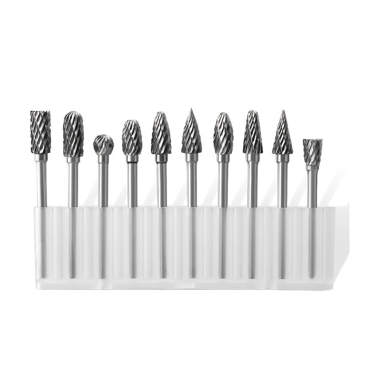 [Tungsten Carbide Burr] 10pcs Double Cut Tungsten Carbide Burr Set - Compatible with Dremel Rotary Tools, for Wood, Metal, Stone, Gemstone - Handheld & Welding Use, Assembly Required, Grinding Bits for Steel
