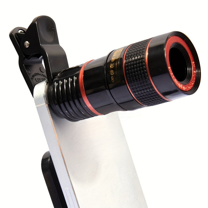 HD 8X Telephoto Smartphone Lens - Wide-Angle Zoom, No Dark Corners, External Camera Accessory