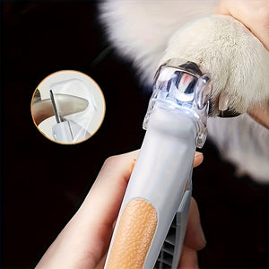 OPETEE 1pc Tagliaunghie LED per Animali Domestici con Manico Ergonomico Antiscivolo - Trimmer per Unghie di Gatti e Cani Preciso per una Toelettatura Sicura e Facile - Fornitura Essenziale per la Cura degli Animali Domestici