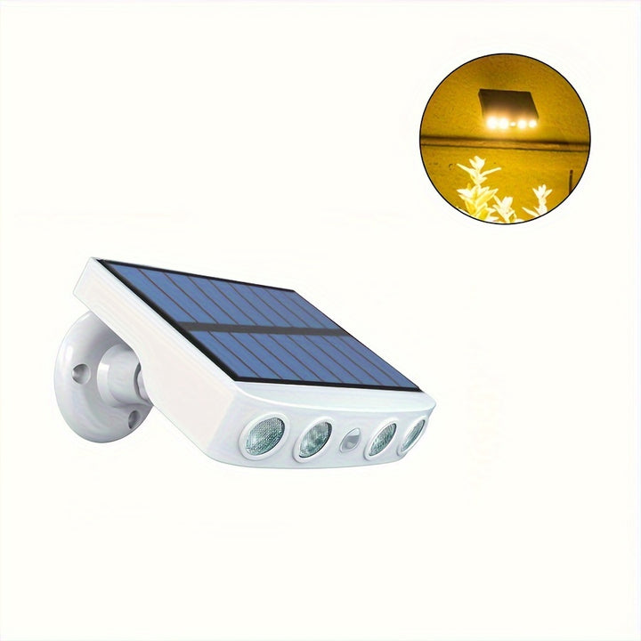 LED Solar Outdoor Lights - 1pc, Motion Sensor, 4 LED Security Lights with 3 Modes, Built-in 18650 Lithium Battery for Garden Wall Night Work