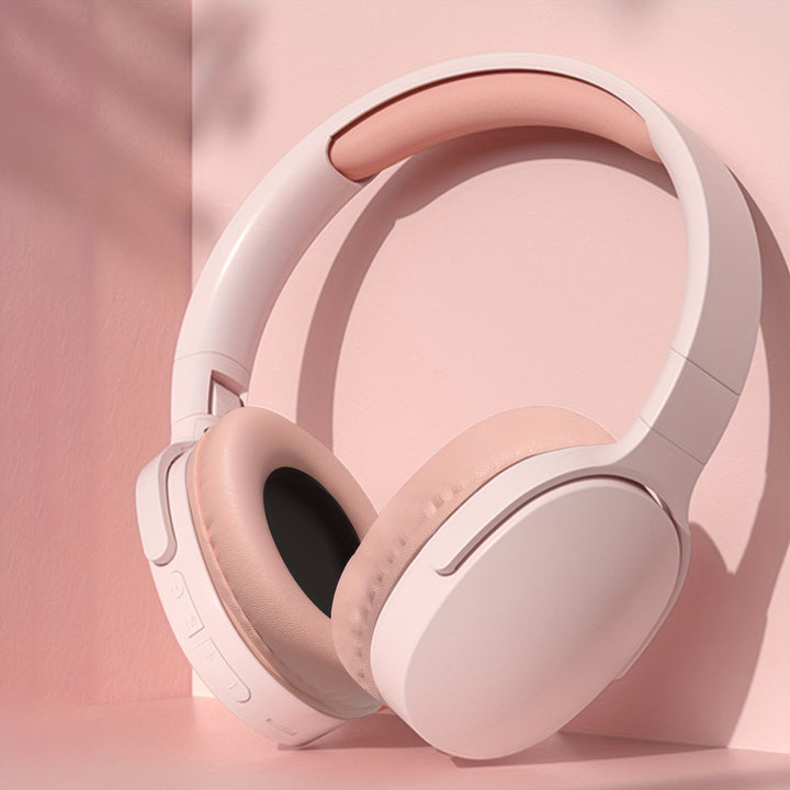 GENAI P2961 Over-Ear Wireless Headphones - Sleek White & Beige, 20H Playtime, Comfortable & Foldable, Wireless Connectivity, Noise-Canceling Mic, Ideal for Travel, Home, Office - Perfect Gift for Women, Teens