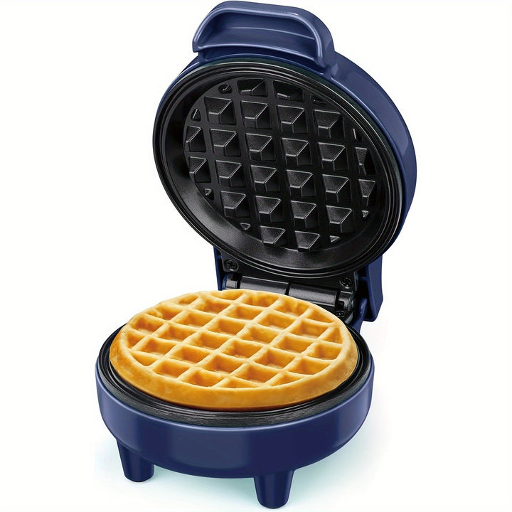 Compact 550W Mini Waffle Maker with Ready Indicator Light, Cool Touch Handle, and Non-Stick Coating - Green