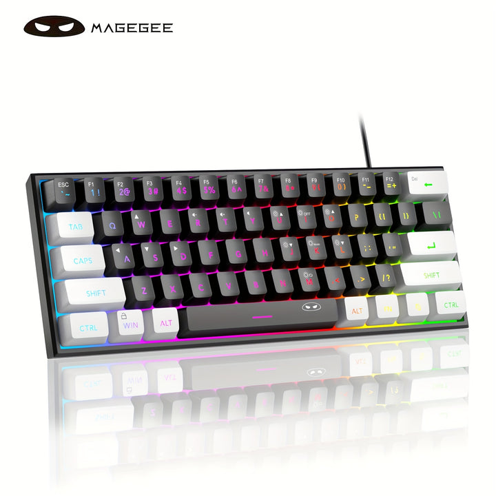 MageGee TS91 Mini 60% Gaming/Office Keyboard, Keycap Type Wired RGB Backlit Compact Computer Keyboard For Windows/Mac/Laptop