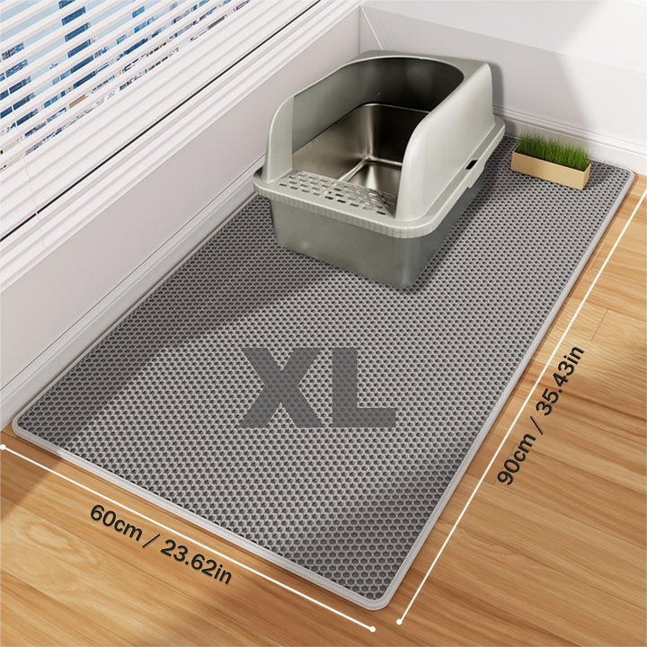 Extra-Large Double-Layer Cat Litter Mat Made of EVA Material, Designed to Prevent Splashes And Leaks, Keeping Litter Contained. It Is Non-Slip, Washable, Waterproof, Odor-Resistant, And Easy to Clean - Perfect for Litter Boxe