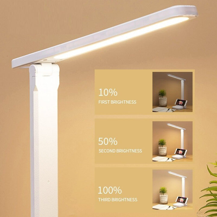 Adjustable Brightness LED Desk Lamp with Touch Switch, Foldable Design, Eye Care Technology, USB Plug-in – Ideal for Reading, Studying, and Bedroom Use, Lamp for Bedroom