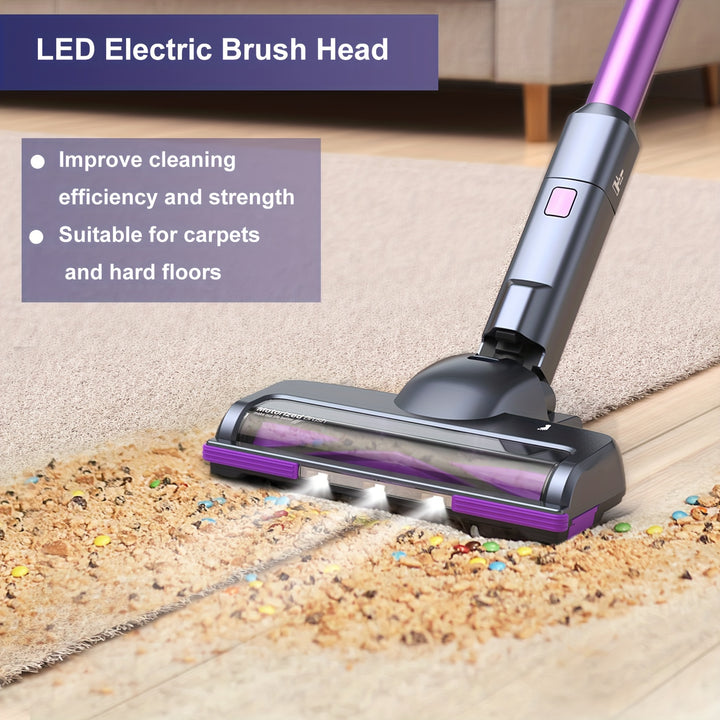 Lubluelu 202 Cordless Stick Vacuum Cleaner, 25KPa Powerful, Lightweight, 6-in-1, No Cord, for Carpet, Floor, Pet Hair, Hard Surface, 110V-240V, European Plug, 2200mAh Lithium Battery, Aluminum Material