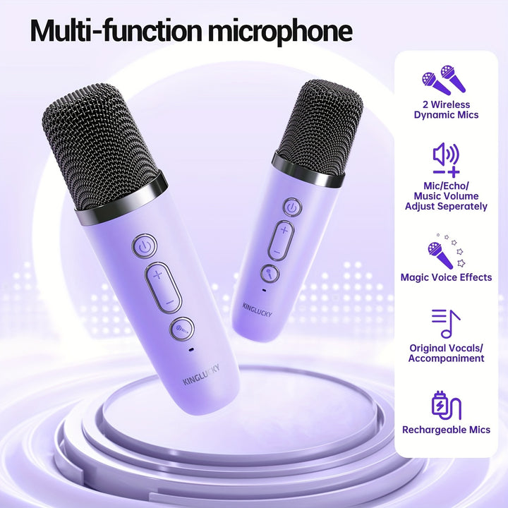 [Enceinte Portable] Mini Machine à Karaoke | Enceinte portable avec 2 microphones sans fil | Fêtes d'anniversaire, Divertissement familial