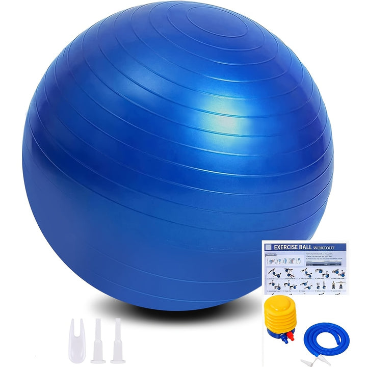 Exercise Yoga Ball For Workout Pilates Stability - Anti-Burst And Slip Resistant For Physical Therapy, Birthing, Stretching & Core Workout, Office Ball Chair, Flexible Seating, Home Gym