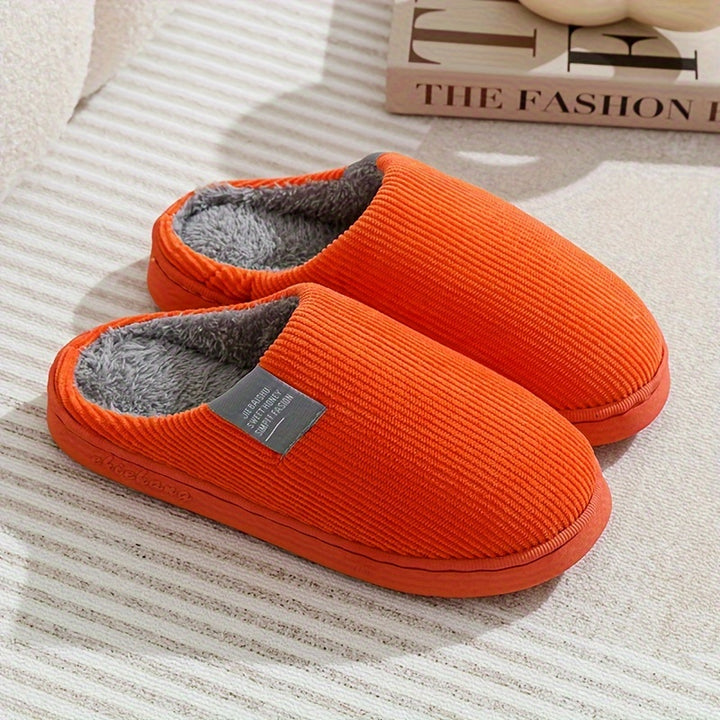 Winter Warmth, Cozy Men's Fleece-Lined Slippers - Warm, Non-Slip, Casual Indoor/Outdoor Shoes for Fall & Winter, Slippers, Warm, Vertical Stripes