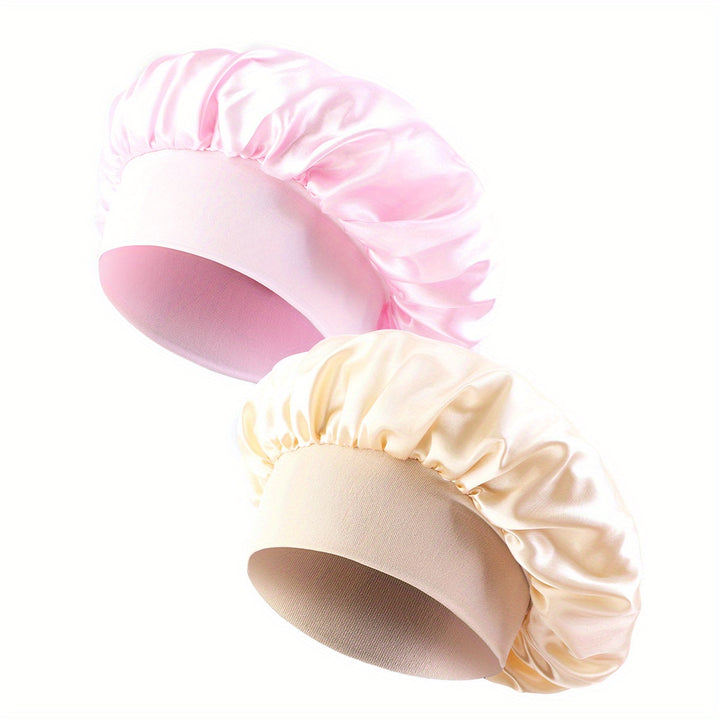 2 pièces Bonnet de sommeil à large bord coloré Diamètre 30 cm Bonnet de beauté Bonnet de maquillage