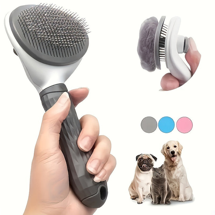 Easy-Clean Pet Hair Removal Comb for Dogs & Cats - One-Click Detangling, Automatic Floating Design, Hair Removal Comb, Easy, Automatic, Pet