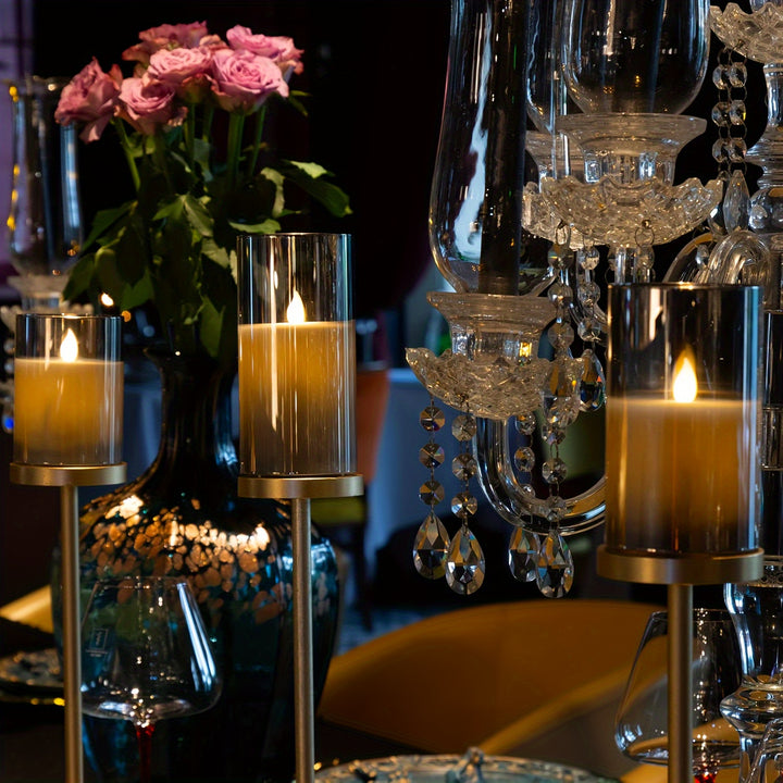 3pcs Flameless Candles with Remote Timer: 3D Candle Battery Powered LED Column Candles, Unbreakable Acrylic Fake Candle Set for Home Decoration Romantic Ambiance - Gray