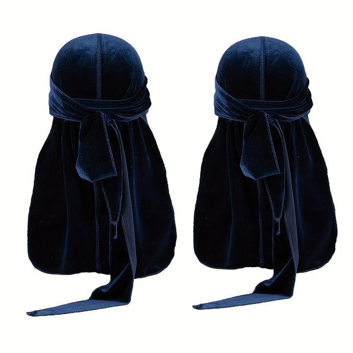 Durags en velours pour hommes - Longue queue, brillant, bonnet pour cheveux stylés