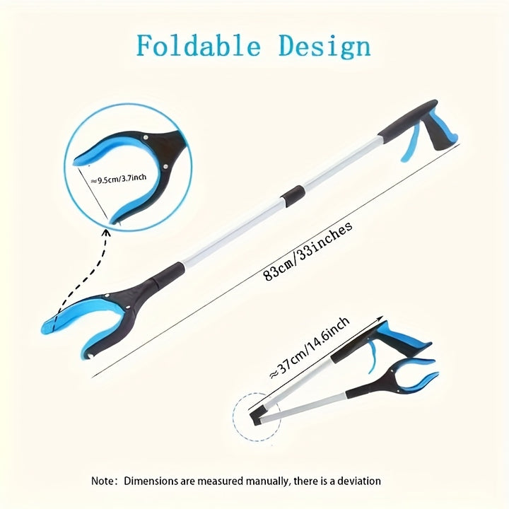 Outil de saisie extensible léger de 33 pouces - Outil de saisie pliable pour seniors avec mâchoires rotatives à 360° pour un ramassage facile des déchets et une assistance à la mobilité