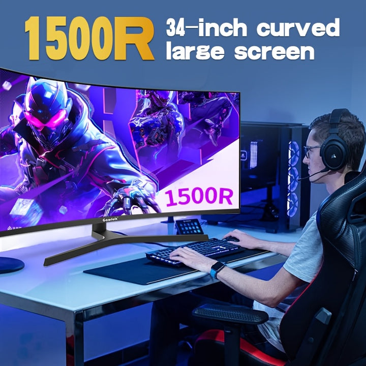 Gawfolk 34-Inch UWQHD Monitor - Upgraded 3440x1440P, 1500R Curved Screen, 165Hz Refresh Rate, Adjustable Height & Swivel, VA Panel, DisplayPort+HDTV, VESA Compatible