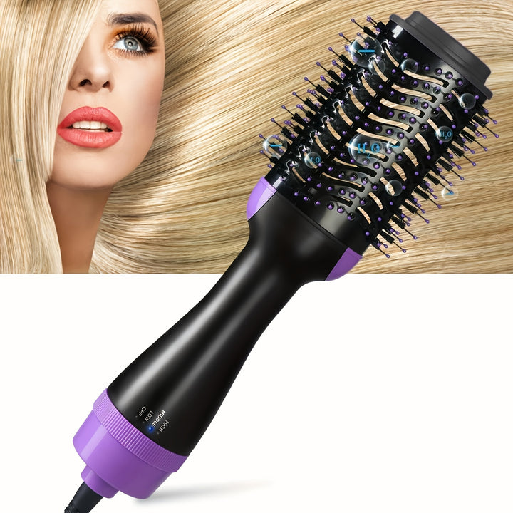 Brosse soufflante 4-en-1 avec température réglable - Réduit les frisottis et l'électricité statique pour tous les styles de cheveux avec des ions négatifs, poignée ergonomique - Brosse soufflante