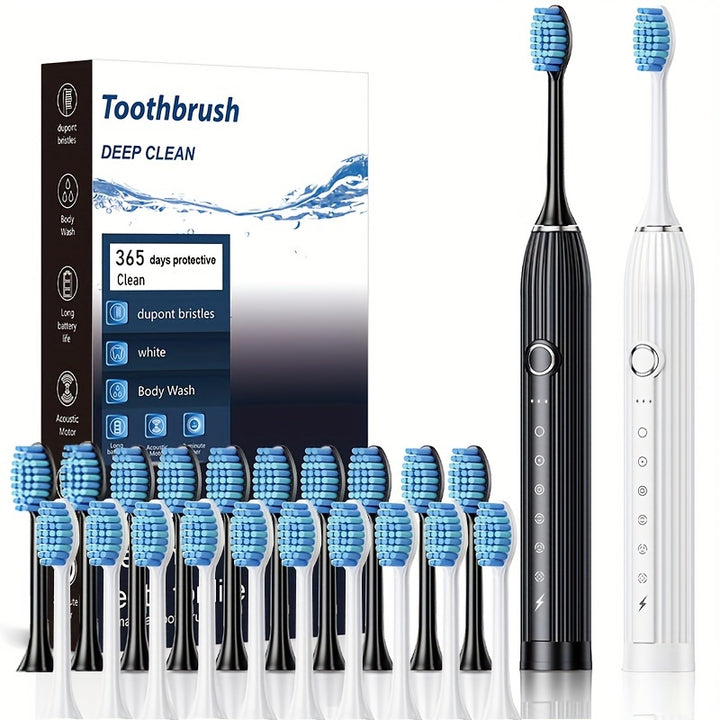 Rechargeable 2-in-1 Smart Electric Toothbrush - Dual Pack for Adults with Soft Bristles, Water Flosser, USB Charging, 500mAh Lithium Polymer Battery - ≤36V for Deep Clean Oral Care Combo Set