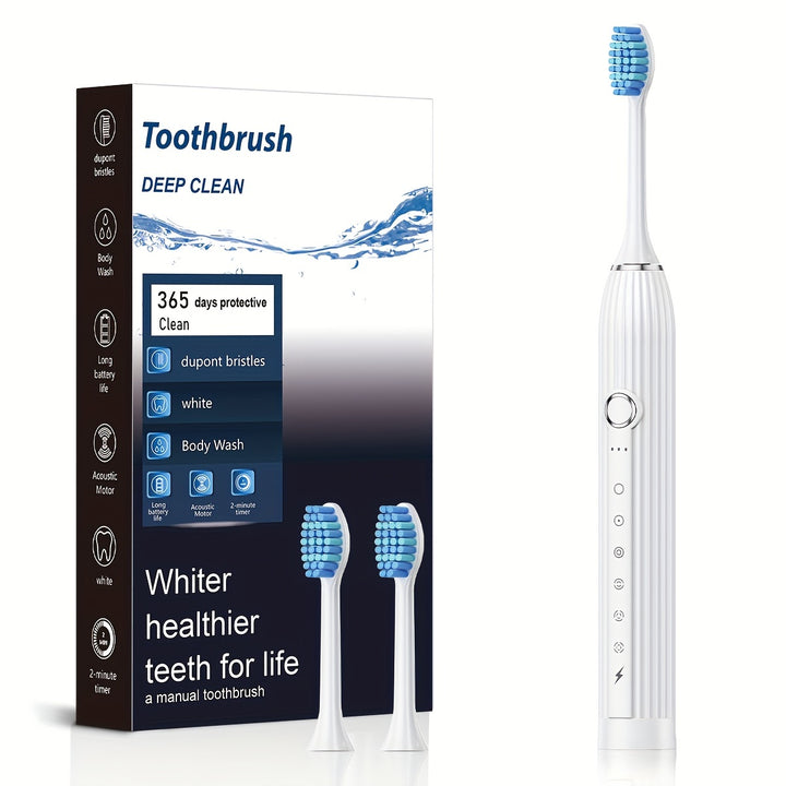 Rechargeable 2-in-1 Smart Electric Toothbrush - Dual Pack for Adults with Soft Bristles, Water Flosser, USB Charging, 500mAh Lithium Polymer Battery - ≤36V for Deep Clean Oral Care Combo Set