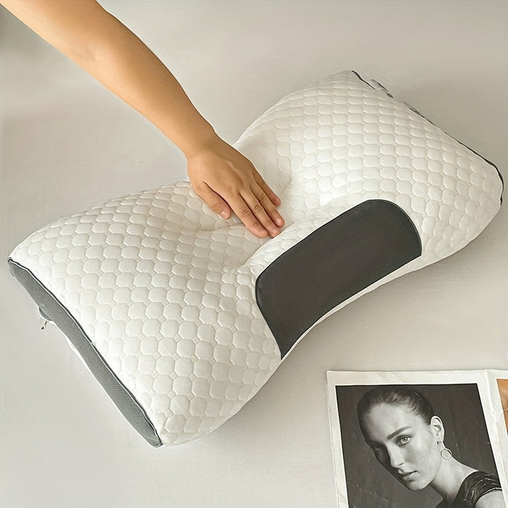 [Soft Massage Pillow] Soft Adjustable Ergonomic Knitted Massage Neck Pillow For Sleeping - Orthopedic Contour Support Pillow, High Quality Pillow Core, Removable Cove