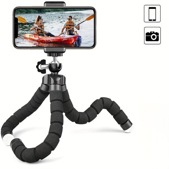 Flexible Octopus Tripod, Small Phone & Camera Holder with Sponge Grip, 360° Rotatable Mini Octopus Stand for Photography and Videography, Portable and Adjustable Bracket with Universal Clip