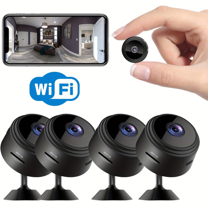 Smart Wireless Mini Security Camera, 480p Video, Motion Alert, Non-Waterproof, Self-Adhesive, Indoor Use, 2.4GHz WiFi, with Rechargeable Lithium Polymer Battery, USB Charging, Application Control, Tamper Feature, for Portable