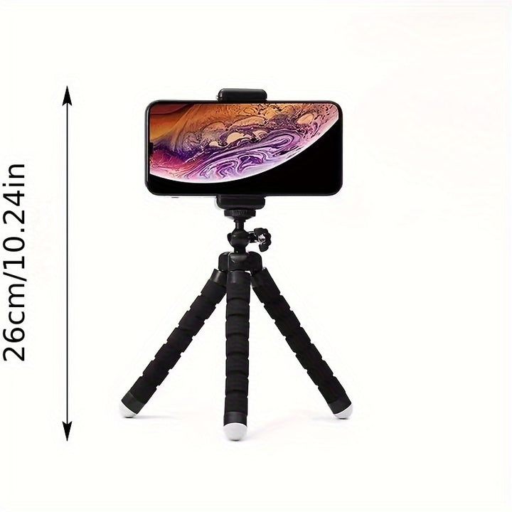 Flexible Octopus Tripod, Small Phone & Camera Holder with Sponge Grip, 360° Rotatable Mini Octopus Stand for Photography and Videography, Portable and Adjustable Bracket with Universal Clip