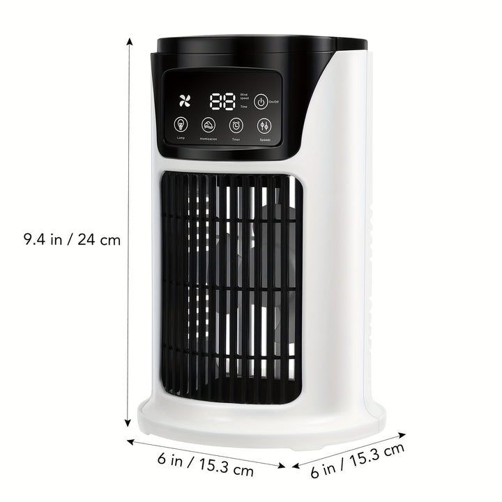 Portable 3-in-1 Air Conditioner, Humidifier & Fan - USB-Powered Cooler with Digital Display, Sleek White Design for Home & Office, Evaporative Cooling Technology, Compact & Lightweight, Portable Air Conditioner, Home Cooling